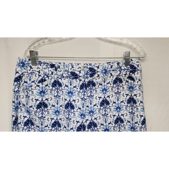 Talbots Stretch Vintage 90’s Floral Blue & White Capri Pants Size 12 - Picture 9 of 9